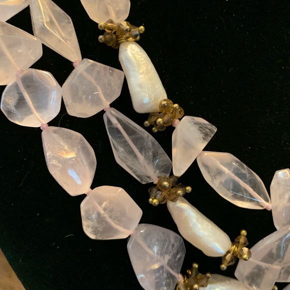 One of a kind rose quartz three strand necklace. Adjustable- NWT - Picture 2 of 6